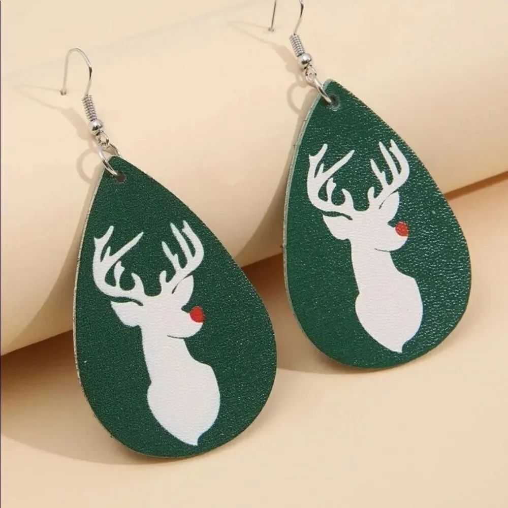 Reindeer Christmas Graphic Earrings